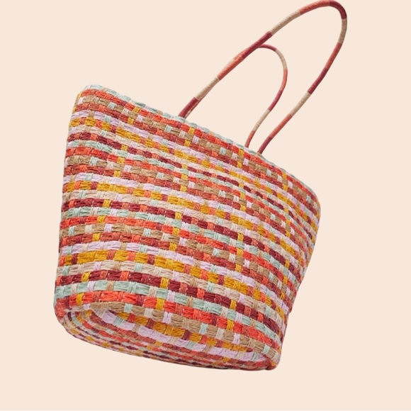 ZARA Multicolored woven tote bag - Picture 8 of 12